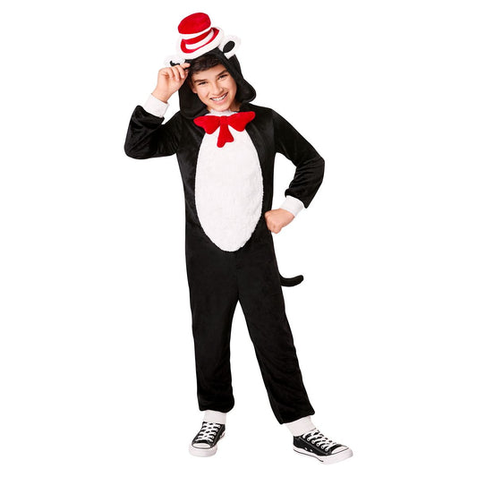 Kids Cat in the Hat Jumpsuit Costume – Dr. Seuss BLACK AND WHITE