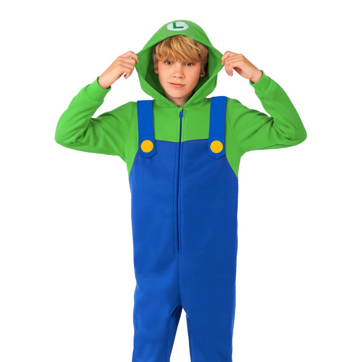 Kids Luigi Hooded Jumpsuit - Super Mario Bros. GREEN