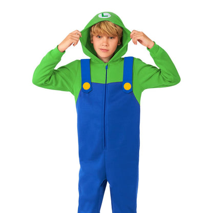 Kids Luigi Hooded Jumpsuit - Super Mario Bros. GREEN