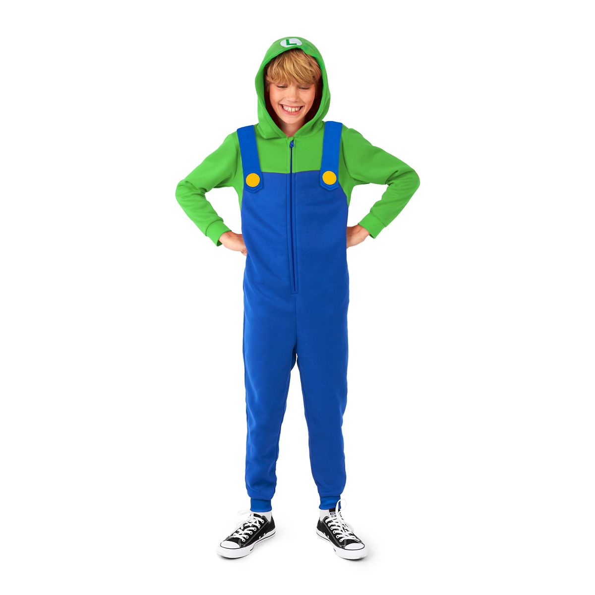 Kids Luigi Hooded Jumpsuit - Super Mario Bros. GREEN