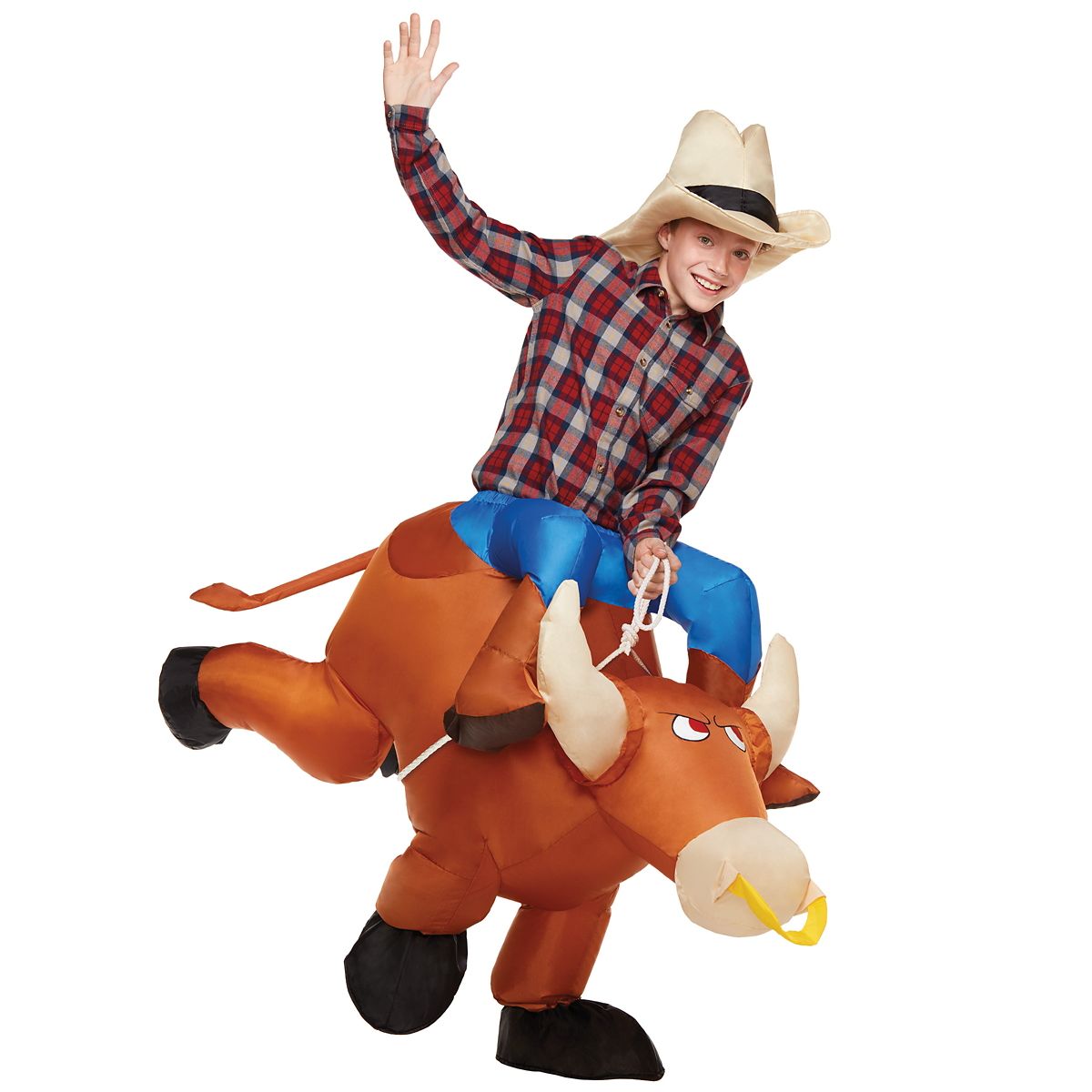 Kids Inflatable Bull Rider Costume BROWN