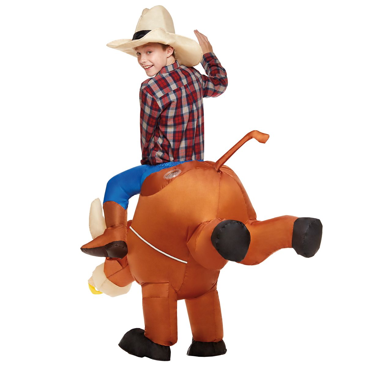 Kids Inflatable Bull Rider Costume BROWN