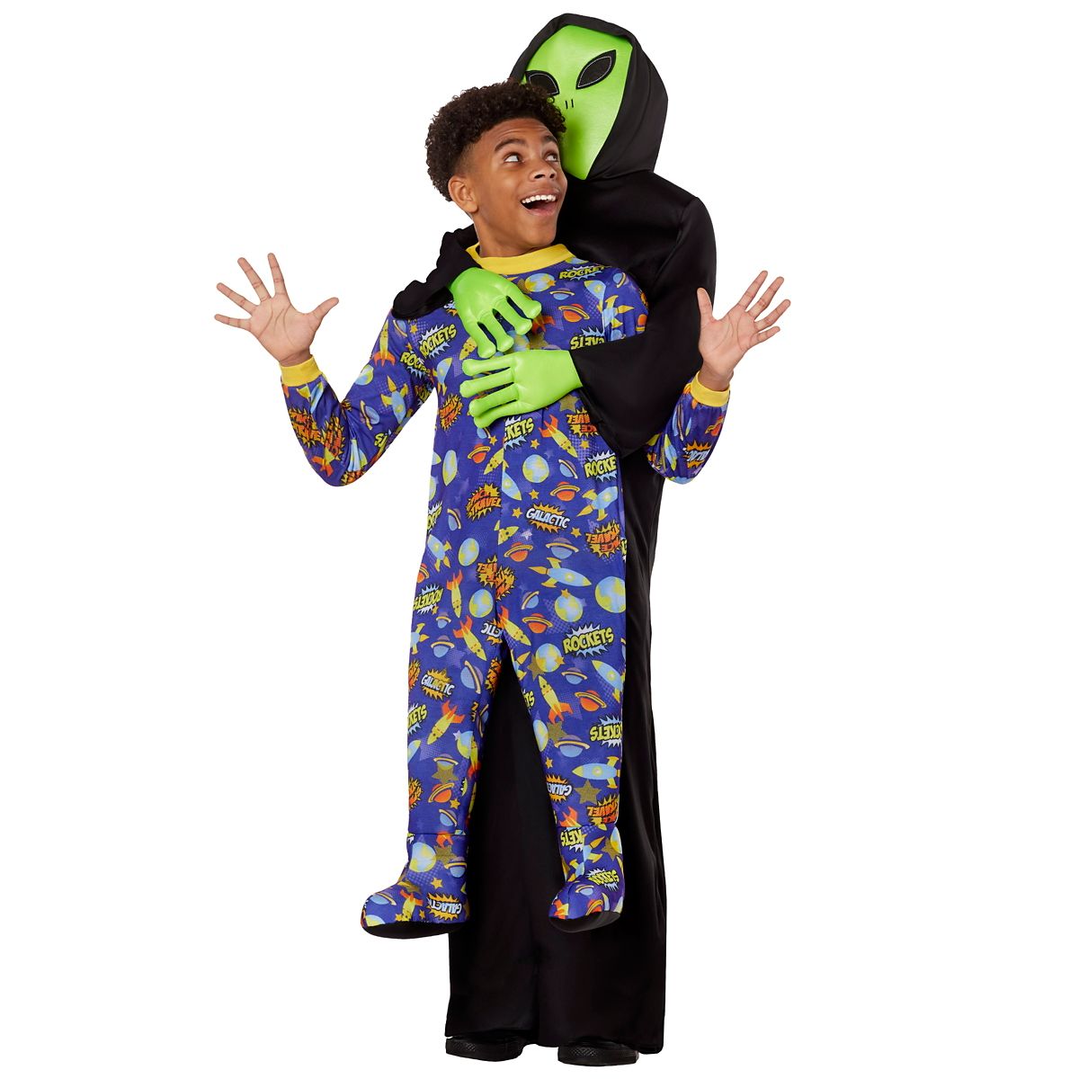 Kids Alien Abduction Costume BLACK AND GREEN
