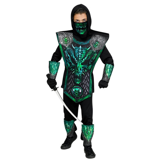 Kids Green Dragon Ninja Costume Deluxe GREEN