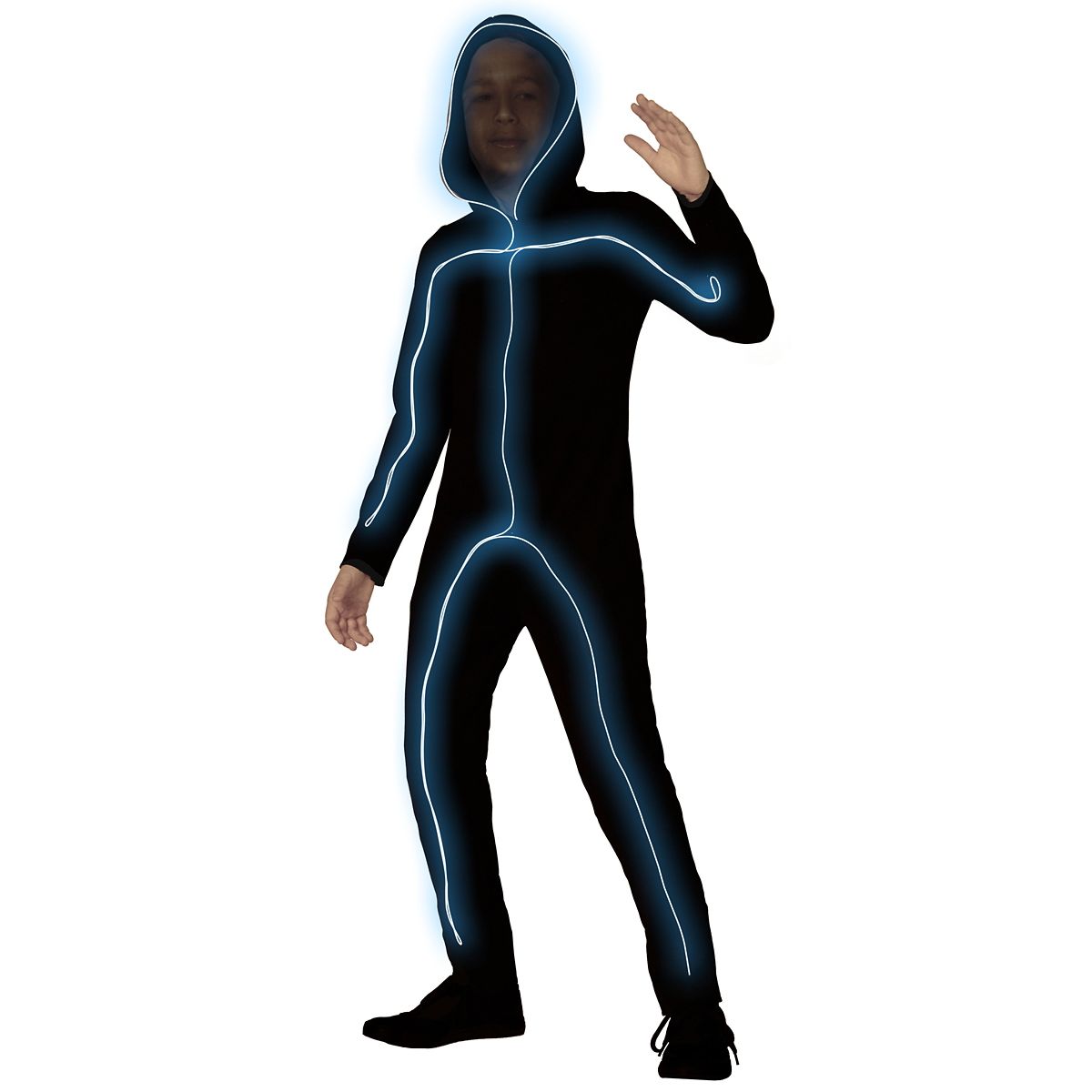 Kids Light-Up EL Wire Stick Figure Costume BLACK