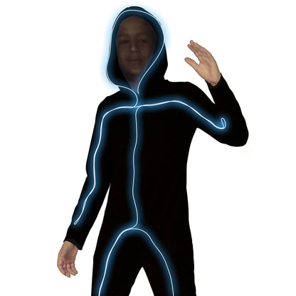 Kids Light-Up EL Wire Stick Figure Costume BLACK