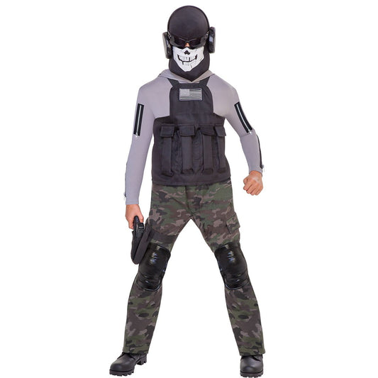 Kids Skull Commando Costume BLACK