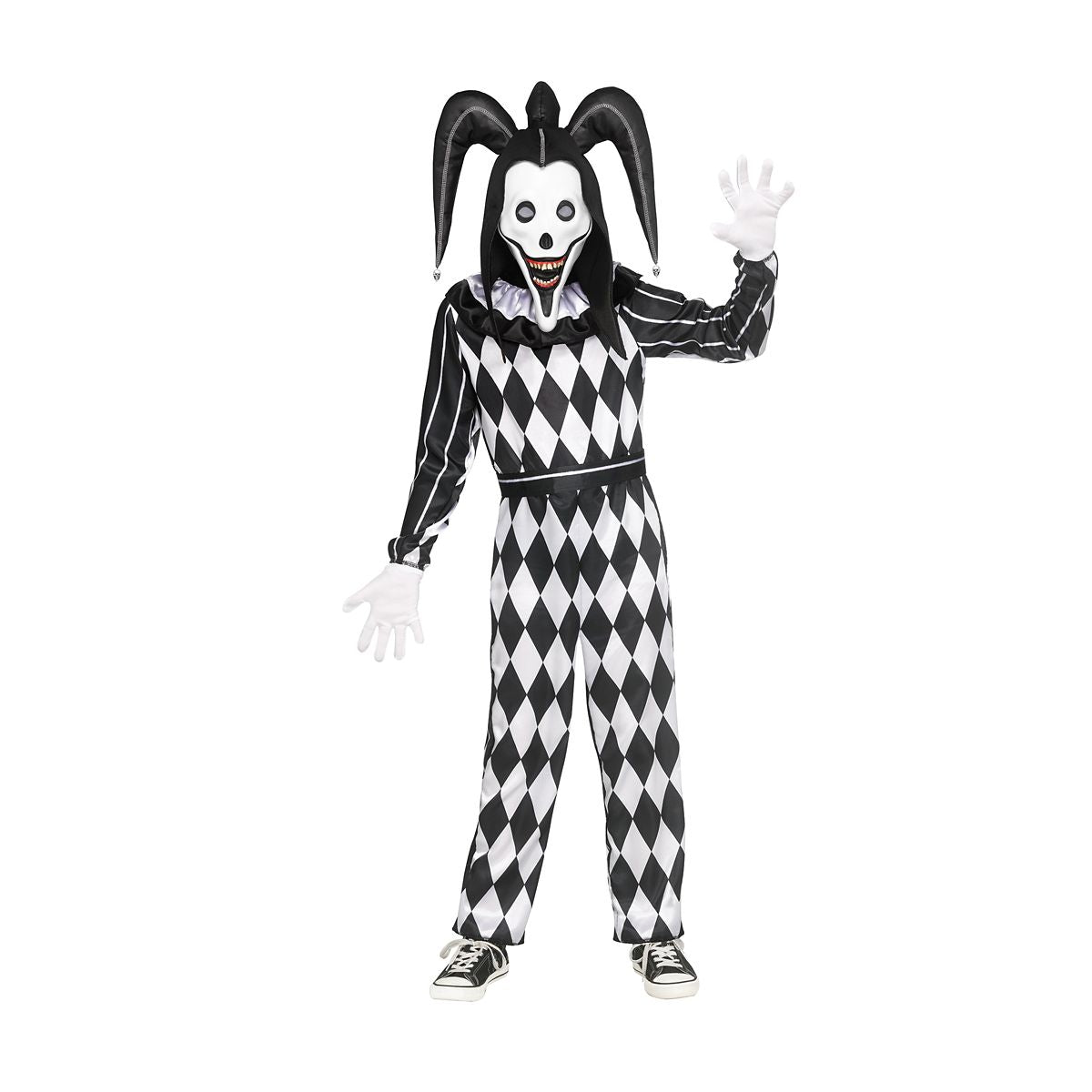 Kids Smiler Jester Costume BLACK AND WHITE