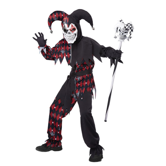 Kids Sinister Jester Costume BLACK AND RED