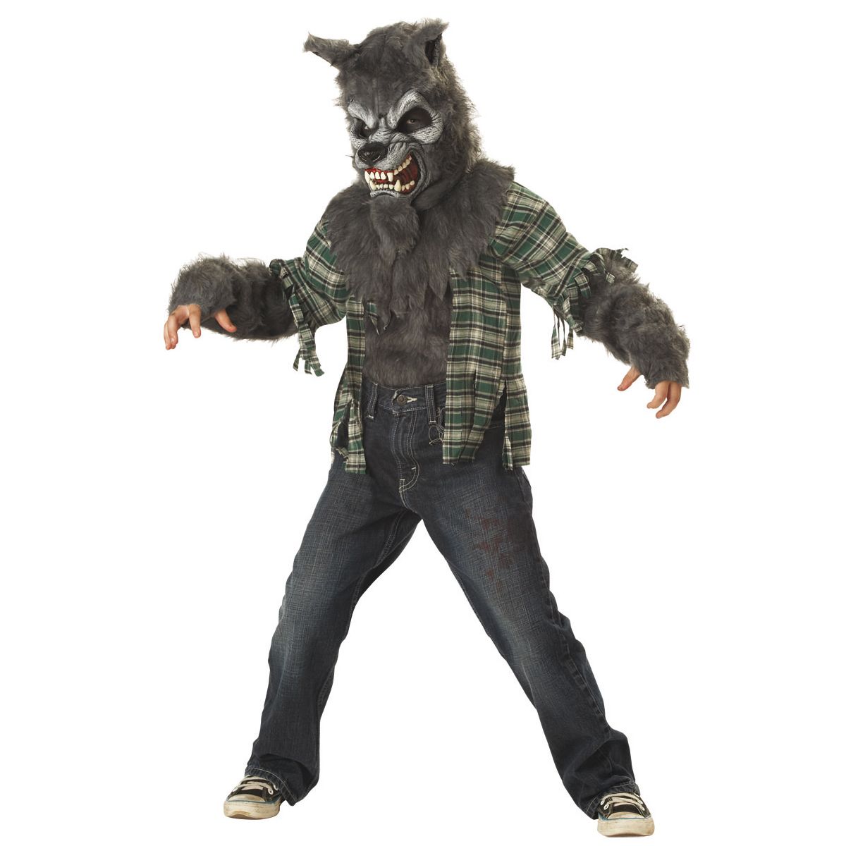 Kids Howling at the Moon Gray Wolf Costume GRAY
