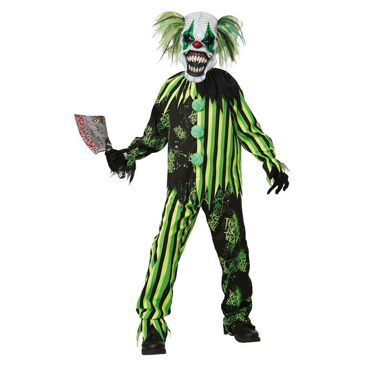 Kids Glow in the Dark Chaos Clown Costume BLACK AND GREEN