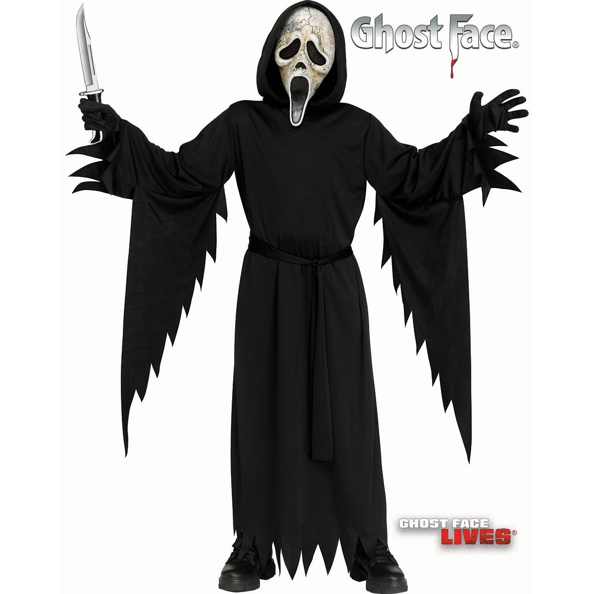 Kids Ghost Face Aged Costume BLACK