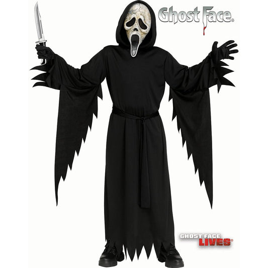 Kids Ghost Face Aged Costume BLACK