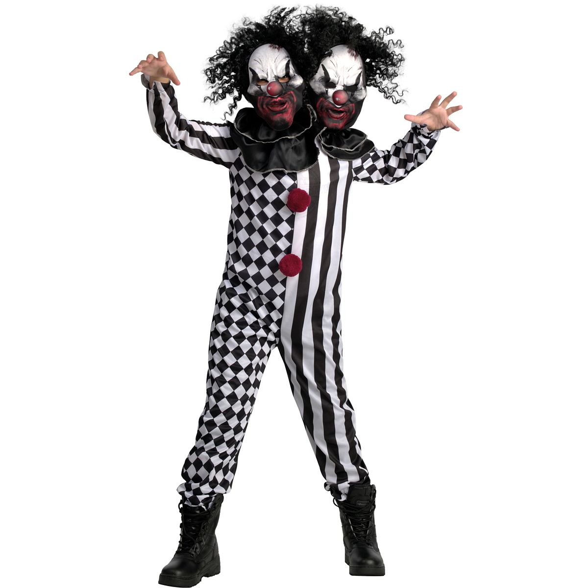 Kids Two-Headed Clown Costume BLACK AND WHITE