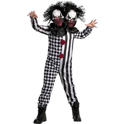 Kids Two-Headed Clown Costume BLACK AND WHITE