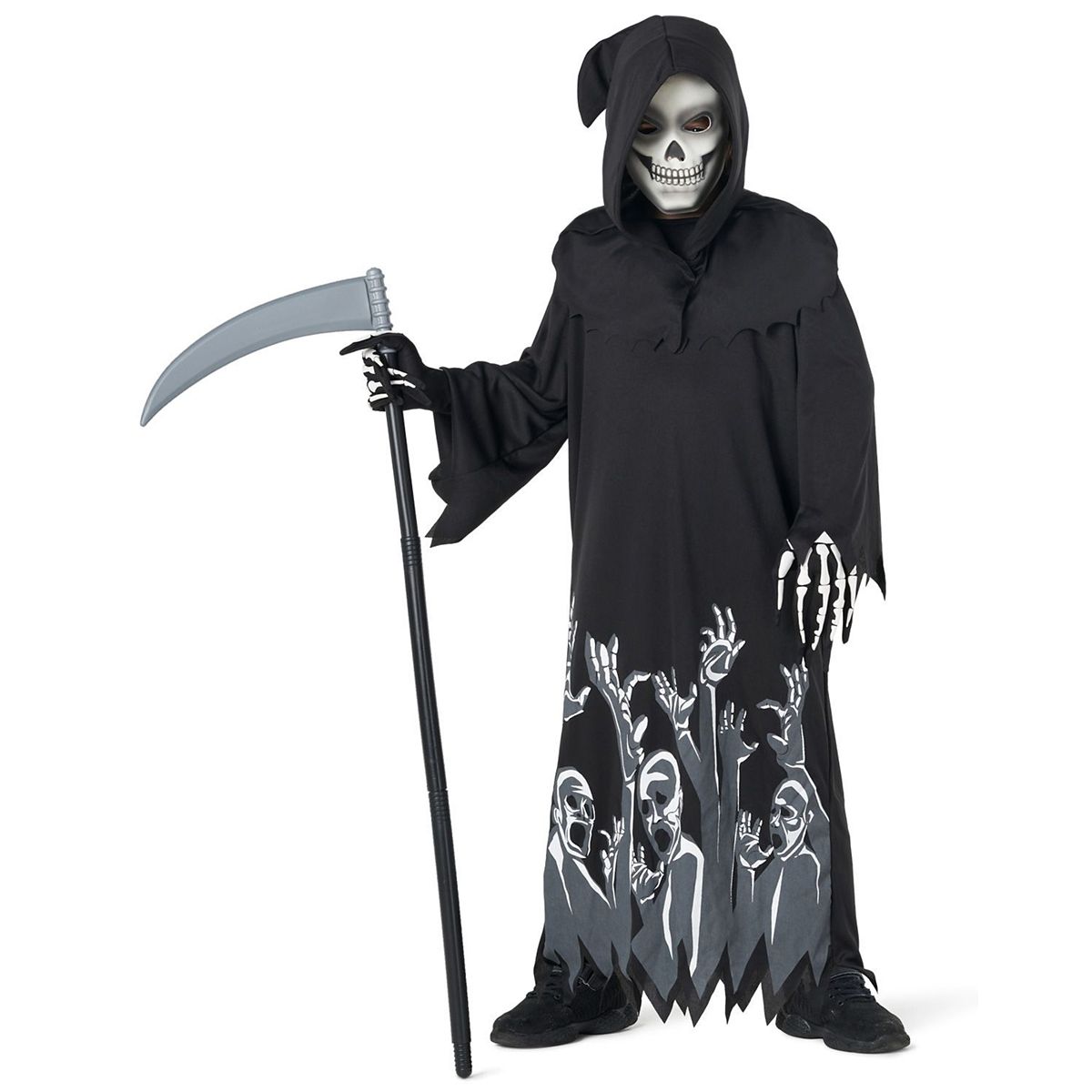 Kids Glow in the Dark Grim Reaper Costume BLACK AND GREEN