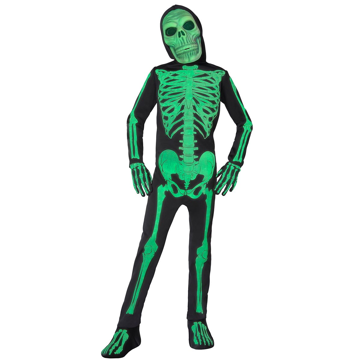 Kids Glow Skeleton Costume BLACK