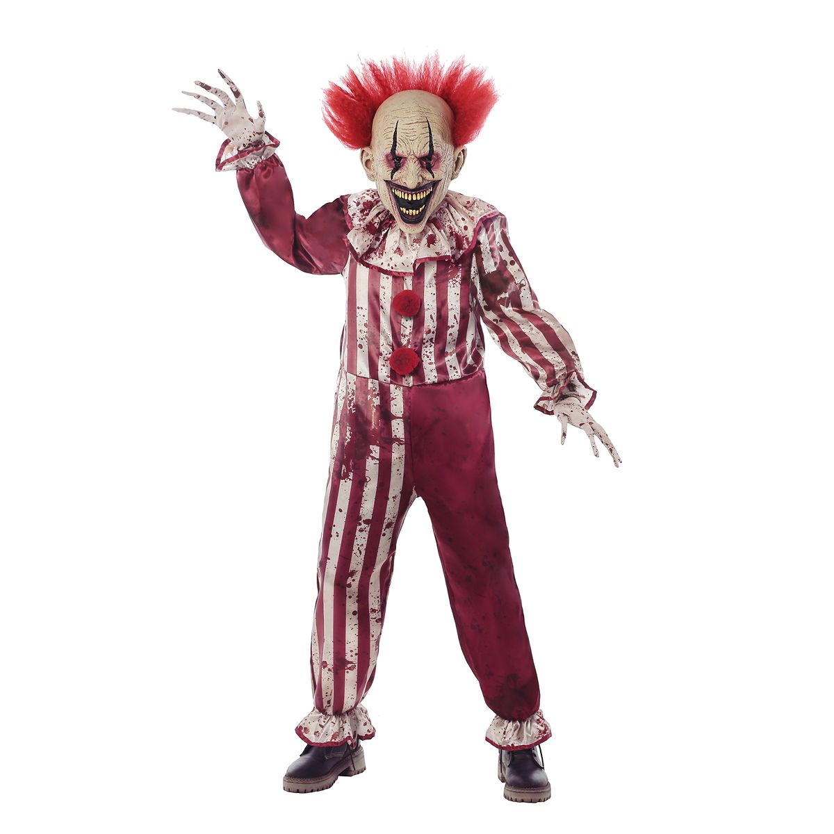 Kids Creepy Clown Costume RED