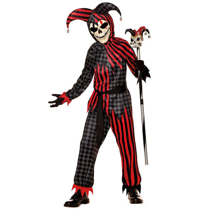 Kids Evil Jester Costume BLACK AND RED