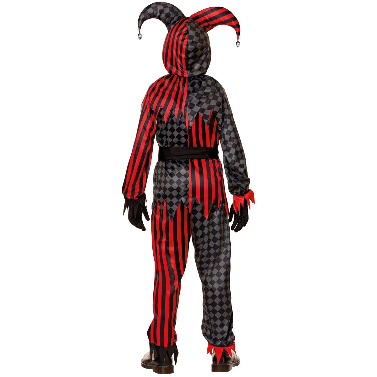 Kids Evil Jester Costume BLACK AND RED