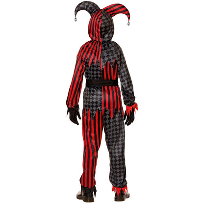 Kids Evil Jester Costume BLACK AND RED