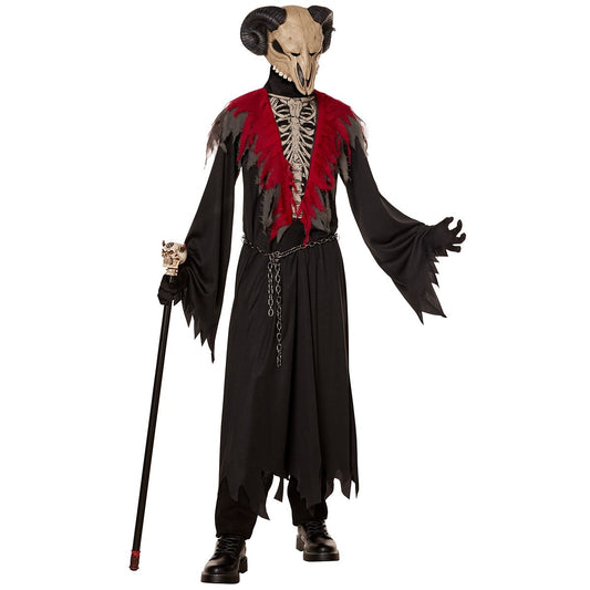 Kids Robed Skull Goat Costume BLACK AND RED