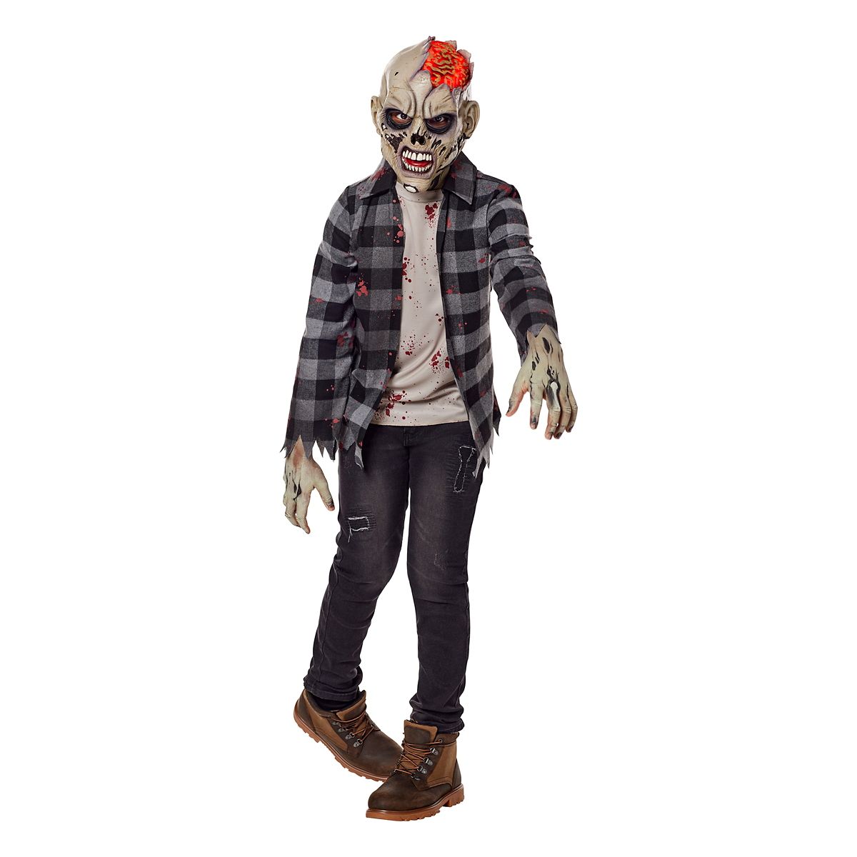 Kids Light-Up Undead Zombie Costume BLACK AND WHITE