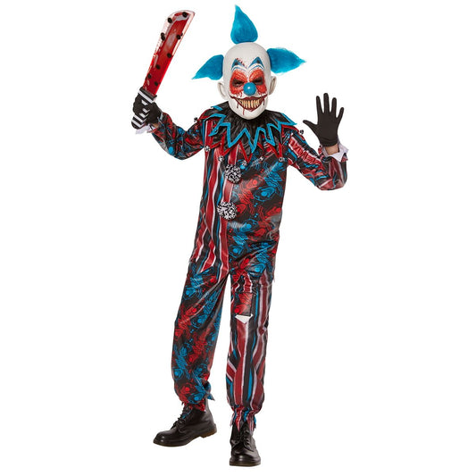 Kids Dark Carnival Clown Costume BLACK/BLUE/RED