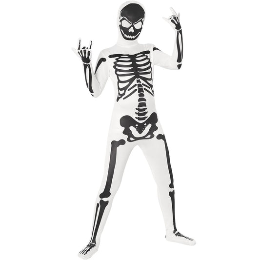 Black and White Skeleton Skin Suit Costume BLACK AND WHITE