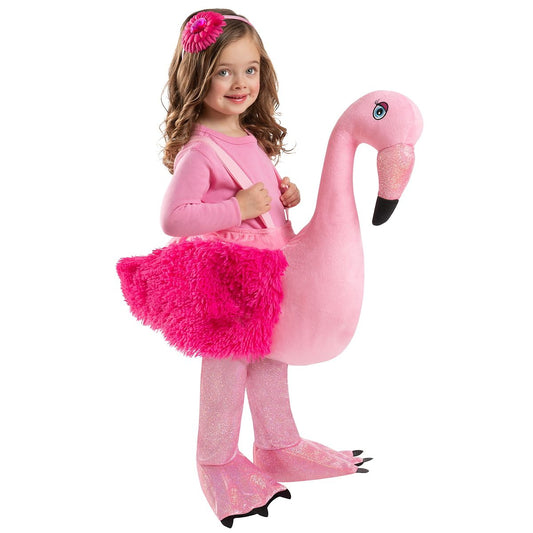 Toddler Faux Fur Flamingo Ride-Along Costume PINK