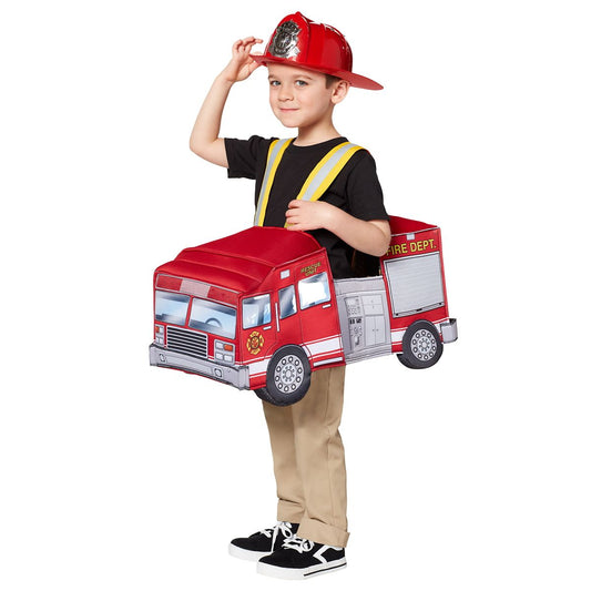 Toddler Light-Up Firetruck Ride-Along Costume RED