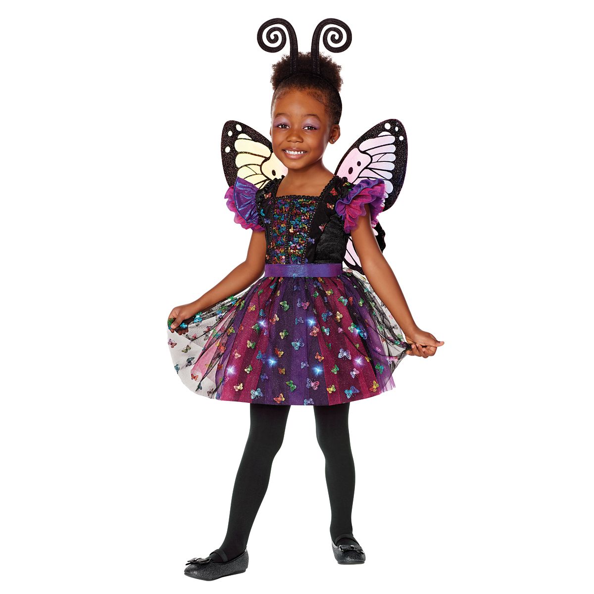 Toddler Light-Up Rainbow Butterfly Costume BLACK