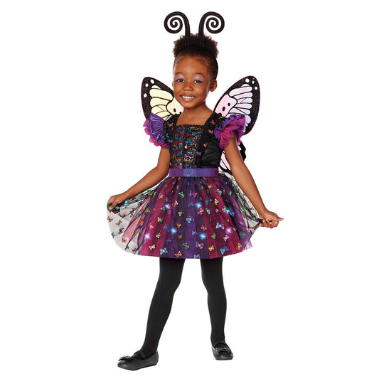Toddler Light-Up Rainbow Butterfly Costume BLACK