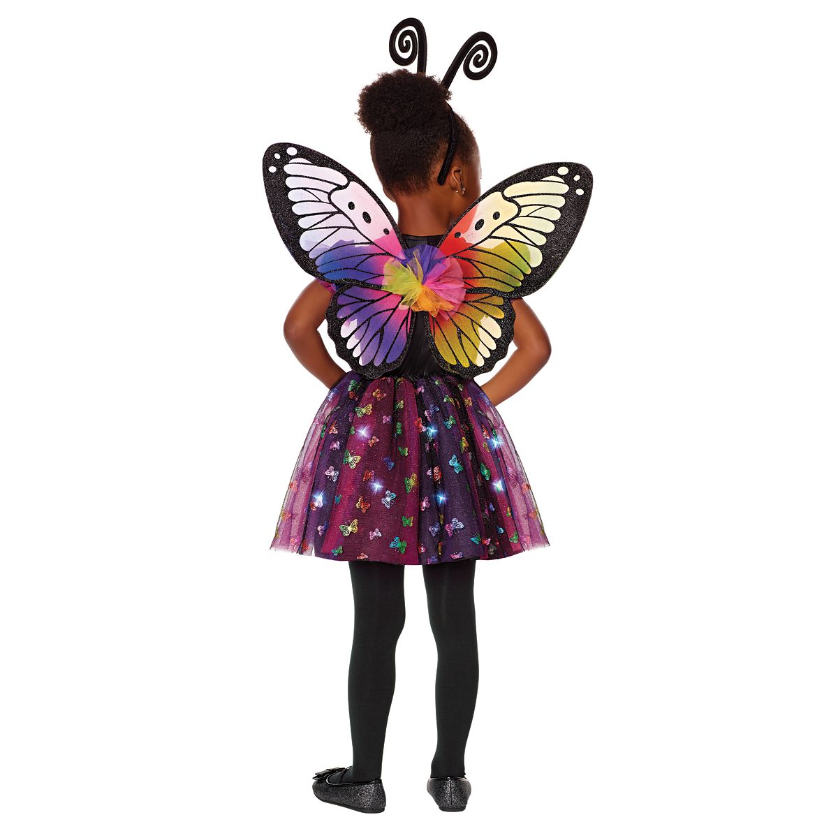 Toddler Light-Up Rainbow Butterfly Costume BLACK