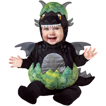 Baby Dragon Shell Belly Costume BLACK AND GREEN