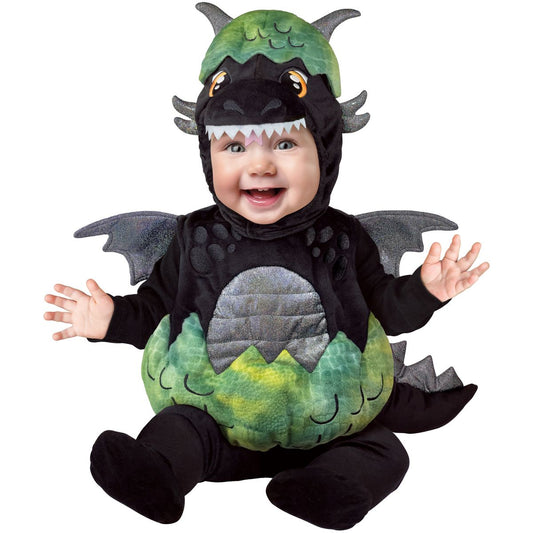 Baby Dragon Shell Belly Costume BLACK AND GREEN