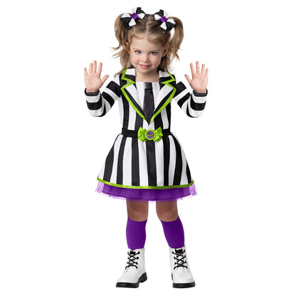 Toddler Beetlejuice Dress Costume BLACK AND WHITE