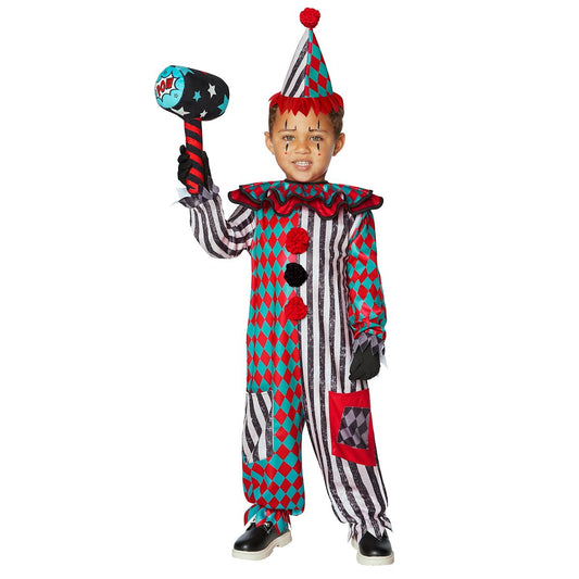 Kids Trickster Clown Costume BLACK/BLUE/RED