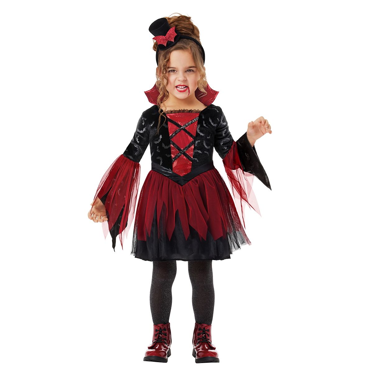 Toddler Vampiress Dress Costume BLACK AND RED