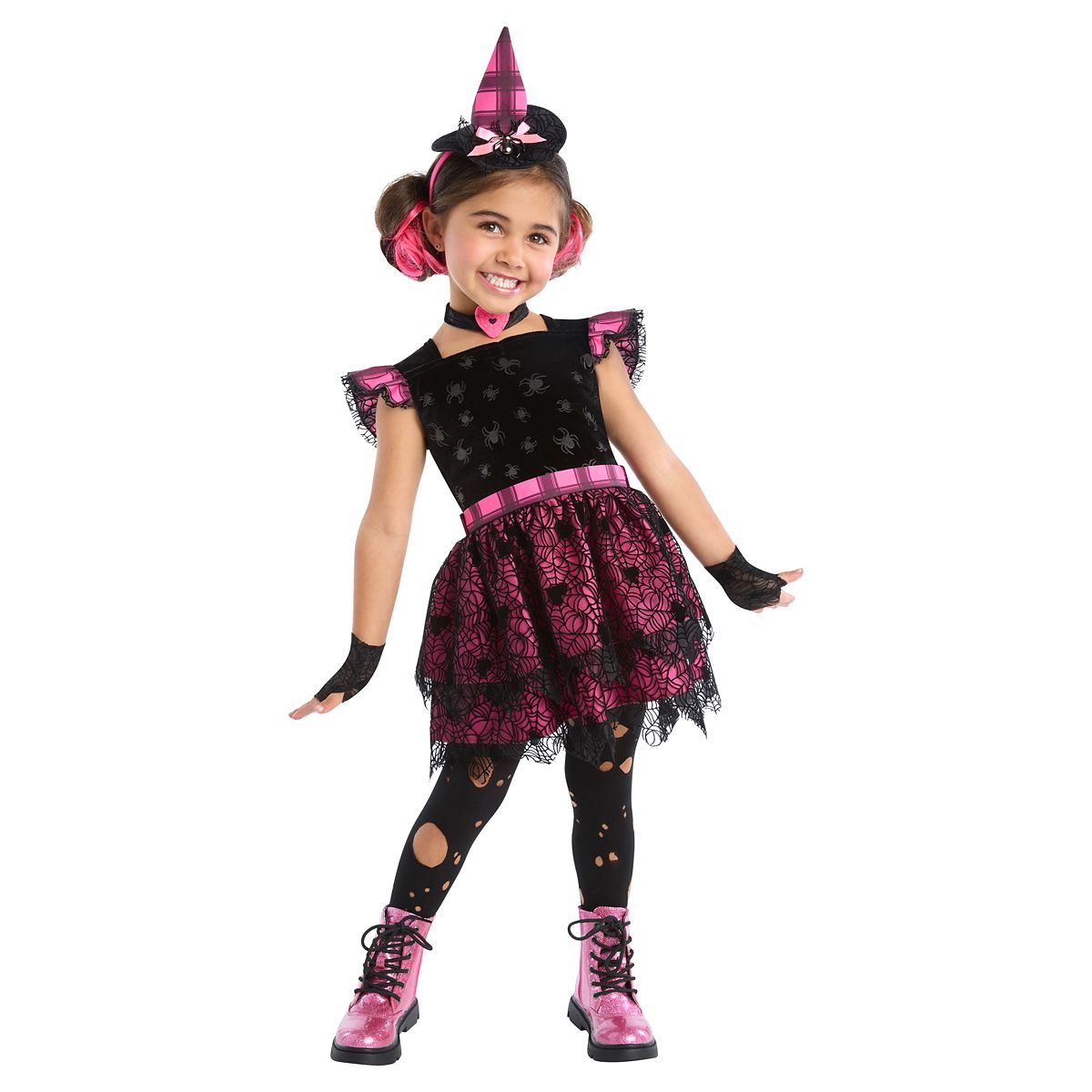 Toddler Pink Widow Witch Costume BLACK AND PINK