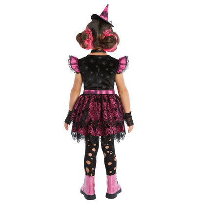 Toddler Pink Widow Witch Costume BLACK AND PINK