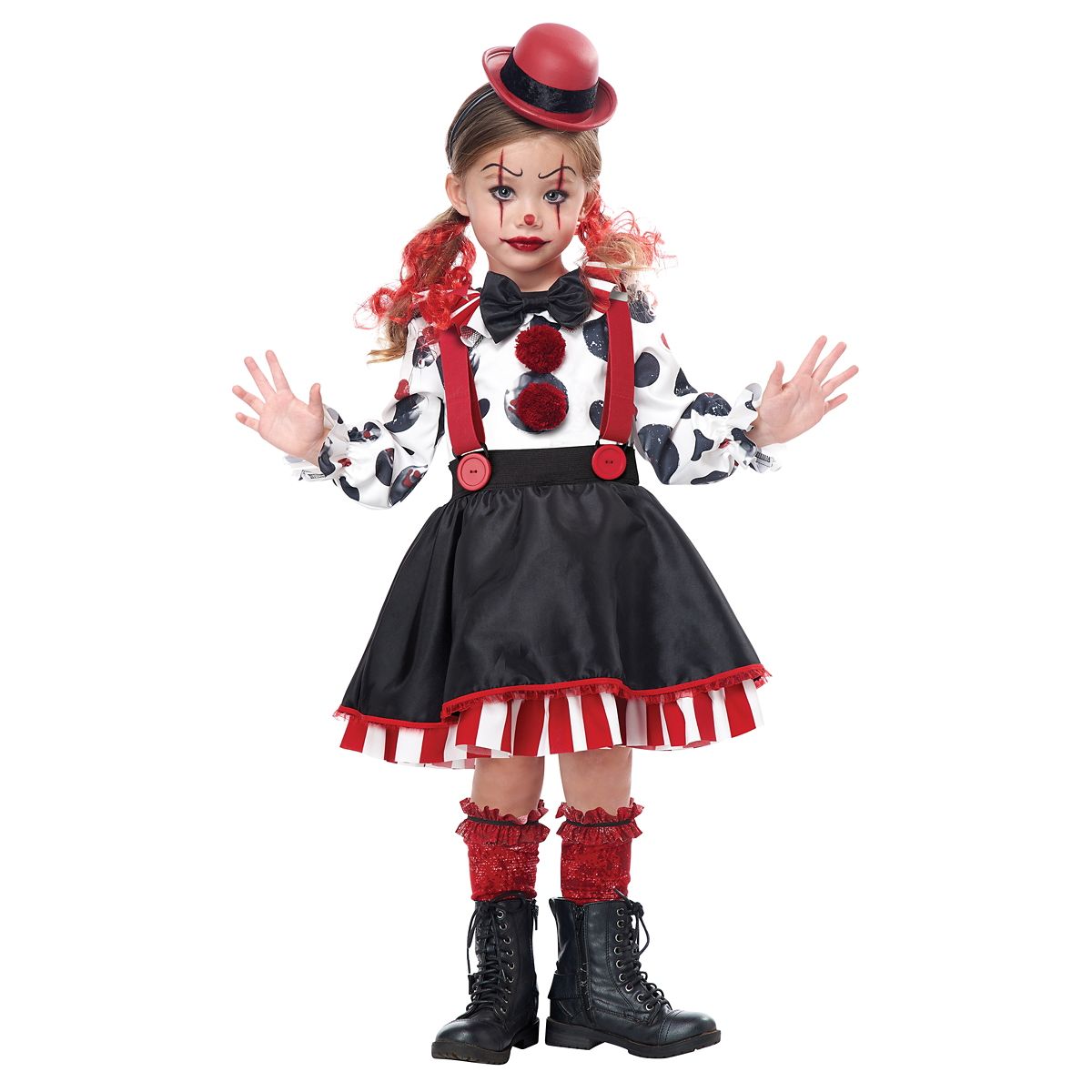 Toddler Kreepy Clown Costume BLACK AND RED