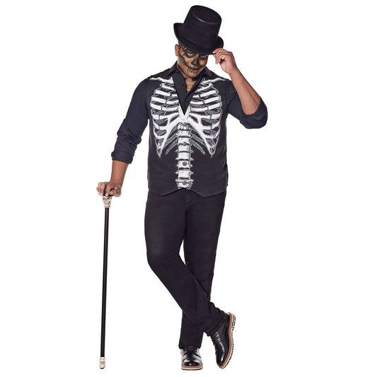 Adult Skeleton Plus Size Vest BLACK