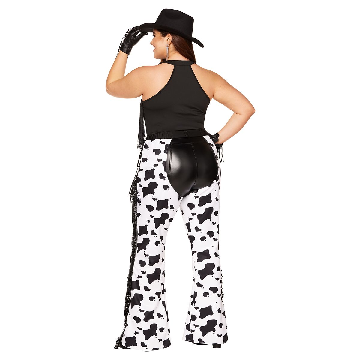 Adult Cow Print Plus Size Chaps BLACK AND WHITE