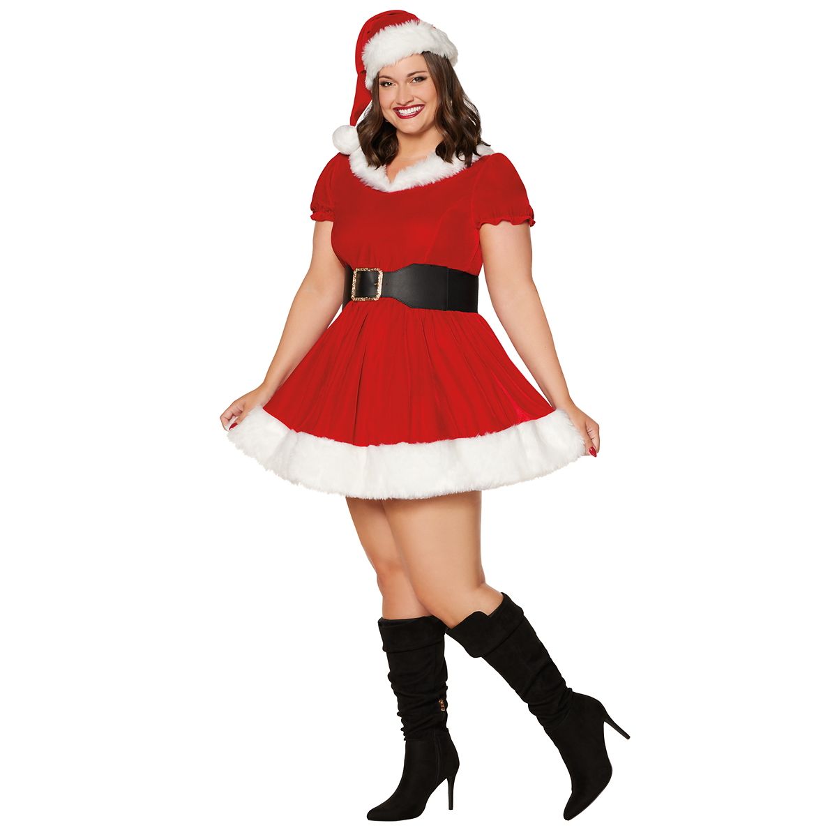 Adult Plus Size Sassy Mrs. Claus Costume RED