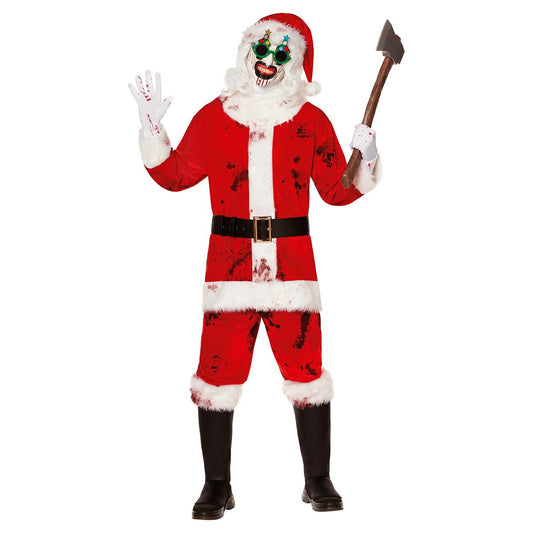 Adult Art the Clown Santa Costume - Terrifier RED AND WHITE