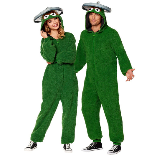 Adult Oscar the Grouch Jumpsuit Costume - Sesame Street GREEN