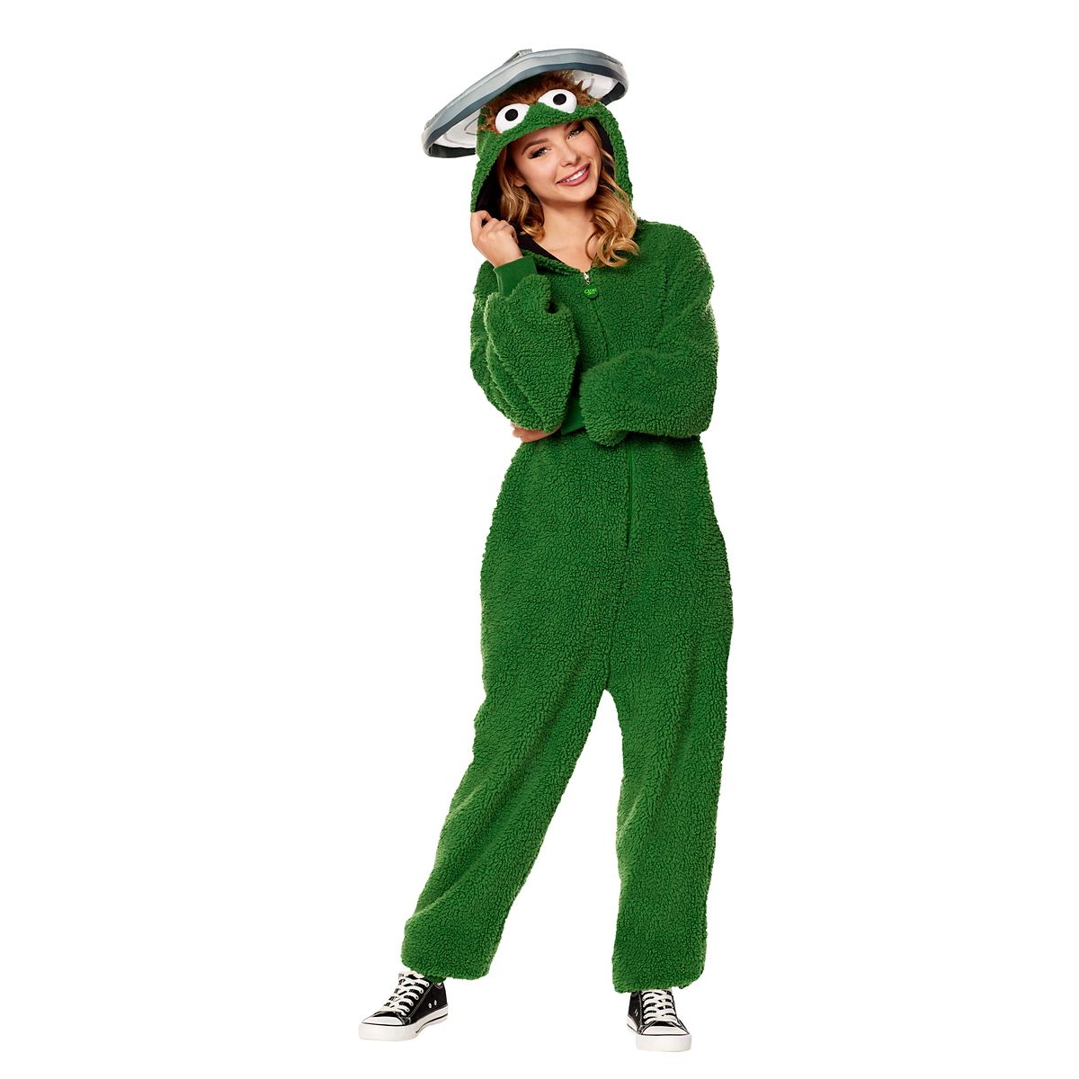 Adult Oscar the Grouch Jumpsuit Costume - Sesame Street GREEN