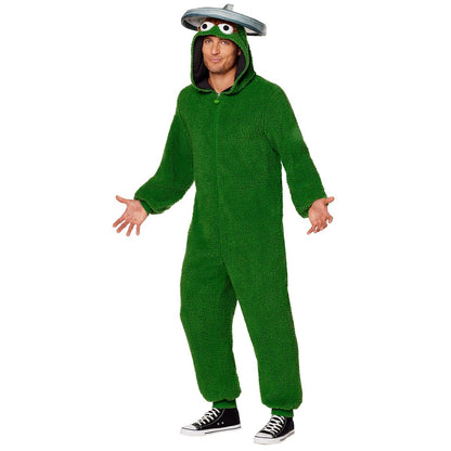 Adult Oscar the Grouch Jumpsuit Costume - Sesame Street GREEN