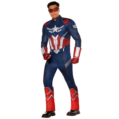 Adult Captain America Muscle Jumpsuit Costume - Captain America: Brave New World RED / BLUE
